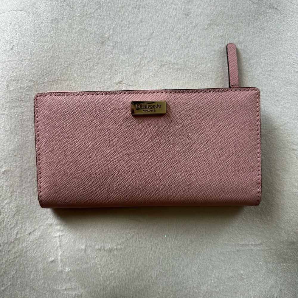 Kate Spade Pink Bifold Wallet with Gold Accents